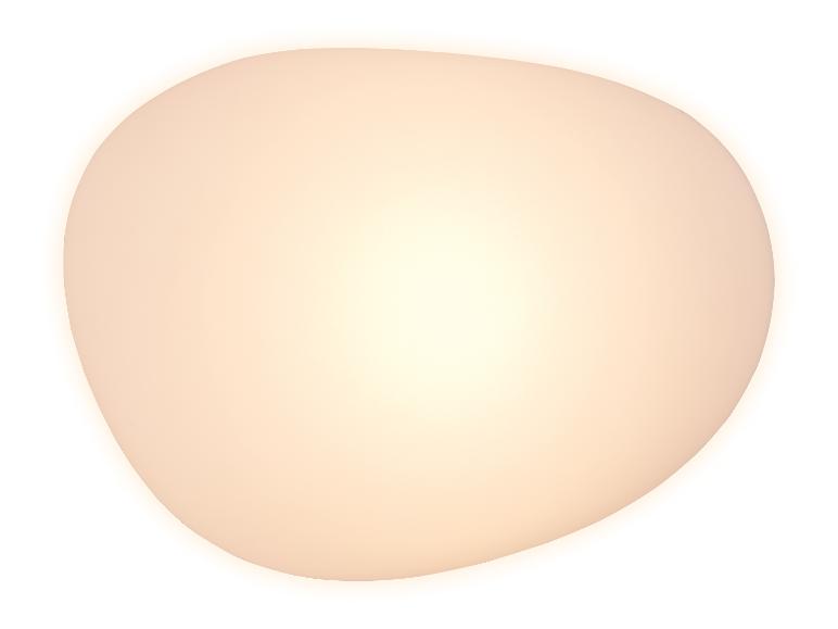 Ovale lamp met zacht, warm licht.