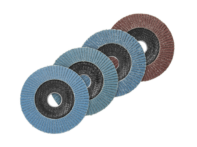 Schuurpapier schijven in blauw, zwart en bruin.