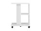 Witte bijzettafel op wielen met open planken.