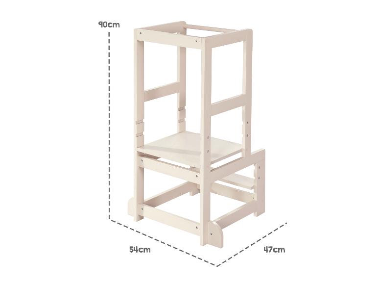 Houten leertoren voor kinderen, 90 cm hoog, 54 cm breed en 47 cm diep.