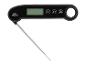 Zwarte Grill Meister digitale vleesthermometer met opvouwbare sonde en display.