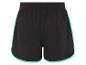 Zwarte sport shorts met turquoise details.