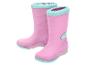Roze kinderregenlaarzen met turquoise accenten