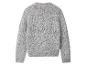 Lichtgrijze gespikkelde gebreide trui, achteraanzicht