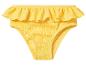 Gele bikinibroekje met ruches en gestructureerde stof.