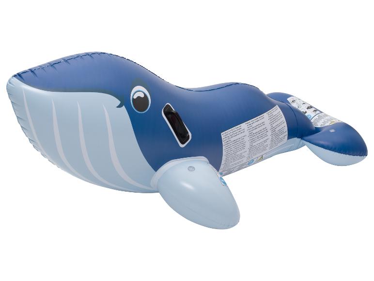 Blauwe opblaasbare walvis voor kinderen, perfect voor het zwembad.