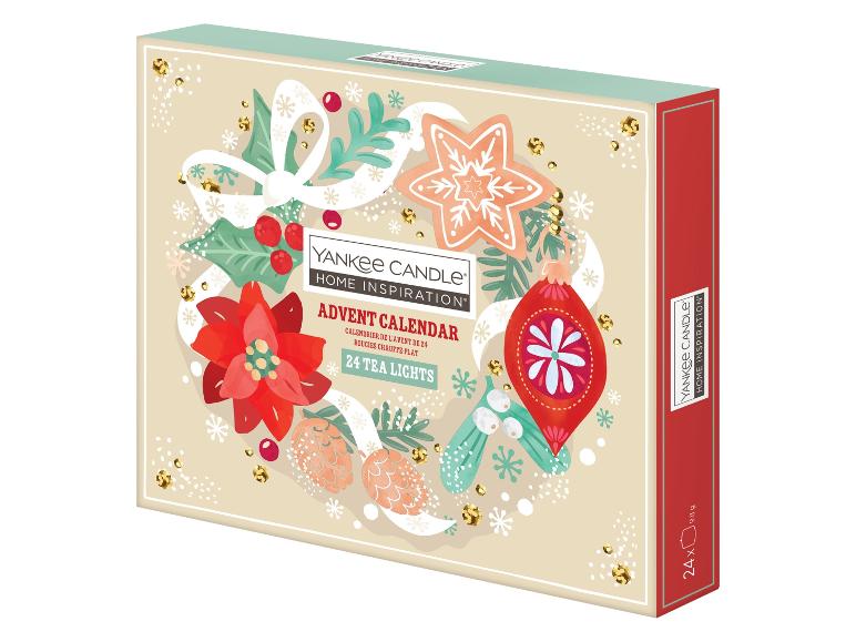 Adventskalender met 24 theelichtjes, feestelijke kerstdecoraties.