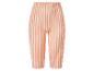 Gestreepte capribroek voor dames in perzik en crème met elastische tailleband