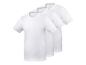 Drie witte heren T-shirts met ronde hals, achter elkaar geplaatst.