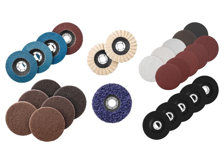 Diverse schuurschijven waaronder lamellen-, polijst-, schuur- en afbraamschijven.