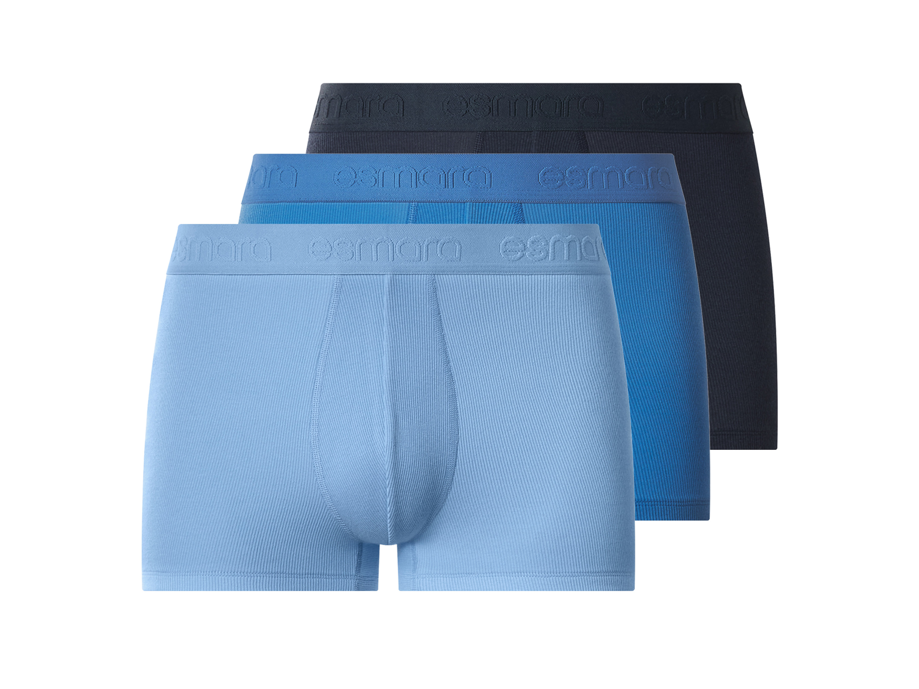 ESMARA MEN Set van 3 heren boxers - dubbelrib (Marineblauw/donkerblauw, M)