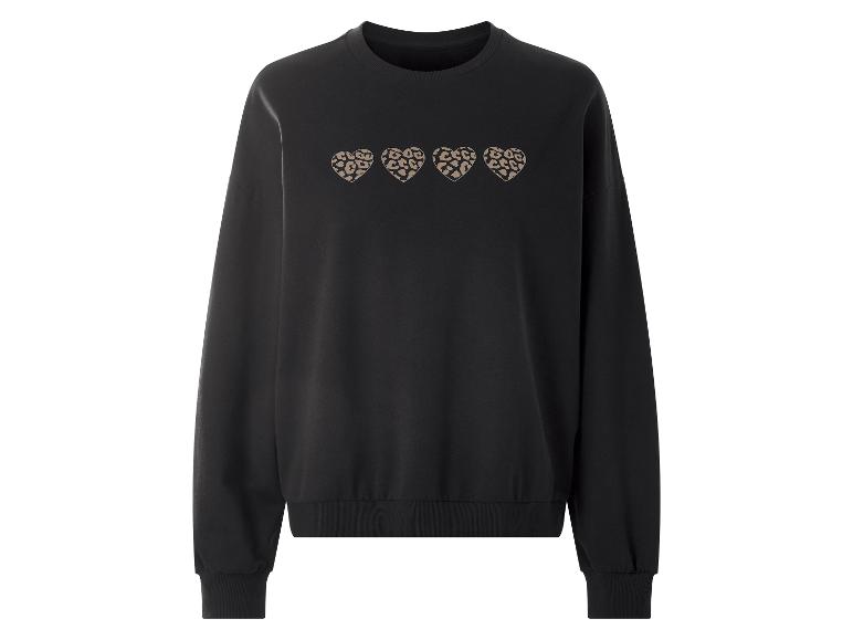 Zwart sweatshirt met luipaardprint harten