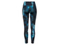 Zwarte leggings met een blauwe waterverfprint.