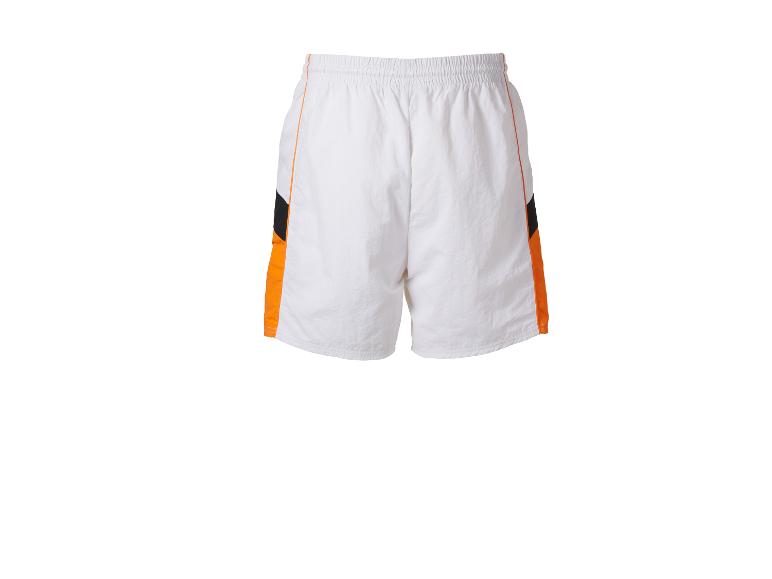 Witte herenshorts met oranje en zwarte strepen