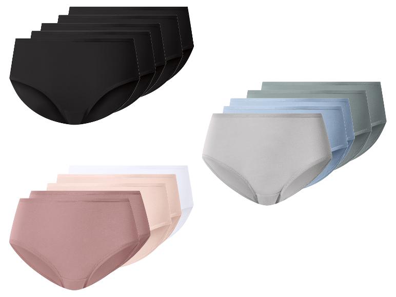 Packs dames tailleslips in zwart, pastelblauw/grijs en nude/wit.