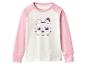 Kinder T-shirt met lange mouwen, roze mouwen en kattenprint