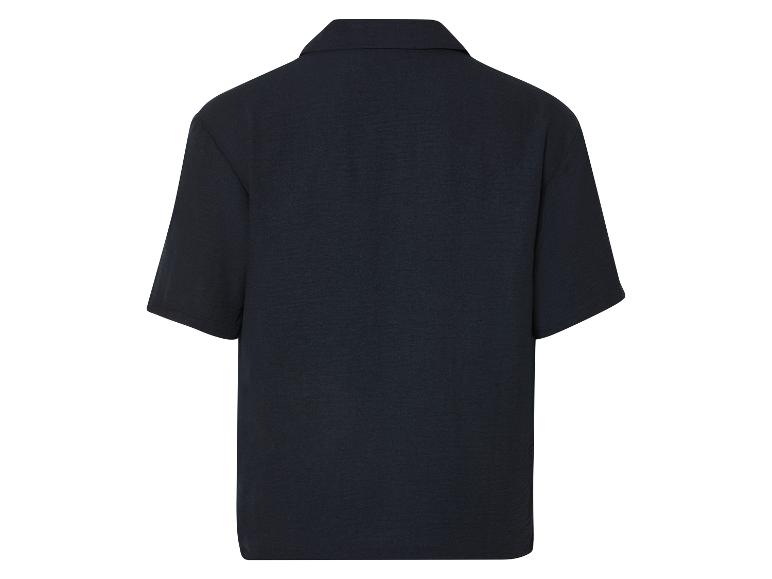 Donkerblauw, kort mouw overhemd, achterkant.