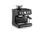 Zwart Bodum espressomachine met ingebouwde molen en manometer.