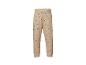 Beige joggingbroek met zwarte stippen, elastische tailleband en boorden.