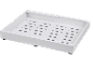 Witte metalen lade-organizer met sleuvenbodem, ontworpen voor opslag.