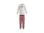 Witte kinderpyjama met hartenprint en roze joggingbroek.