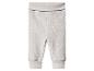 Lichtgrijze geribbelde baby legging met brede, omvouwbare tailleband en boorden bij de enkels.