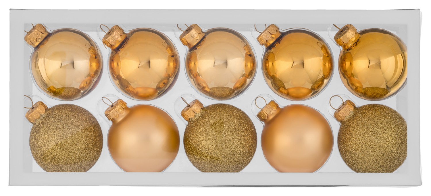 LIVARNO Glazen kerstballen, set van 10 of 24 (5 cm, Goud)