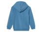 Een blauwe hoodie met lange mouwen.