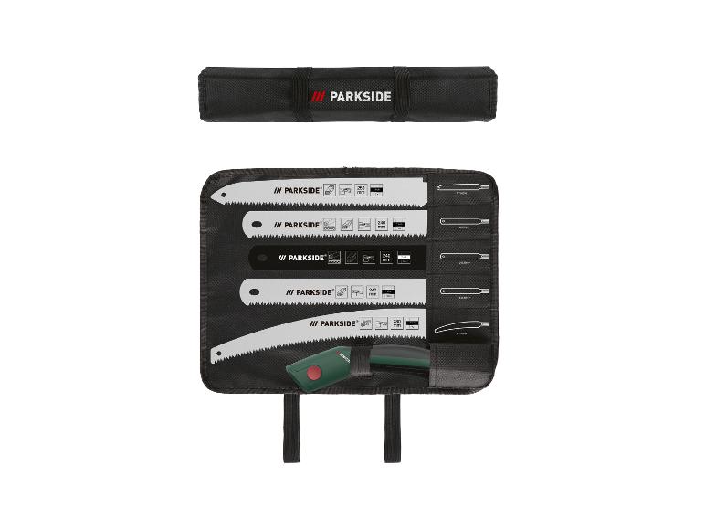 Parkside zaagbladset met verschillende zaagbladen en etui.