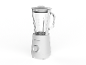 Witte blender met glazen kan en maatverdeling.