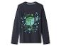Donkerblauw kinder T-shirt met lange mouwen met Minecraft-opdruk “EXPLORE MORE!”