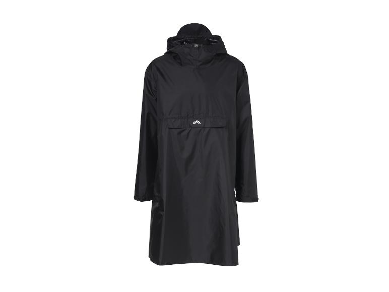 Zwarte regenponcho met capuchon en voorzak