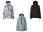 CRIVIT dames freeride-jassen: roze met patroon, lichtblauw en zwart.