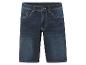 Donkerblauwe jeans shorts.