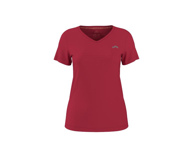 Rood sport T-shirt met korte mouwen en V-hals.