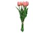 Boeket kunstmatige roze tulpen met groene bladeren
