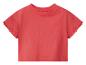 Koraalkleurig T-shirt met korte mouwen en schouderknopen