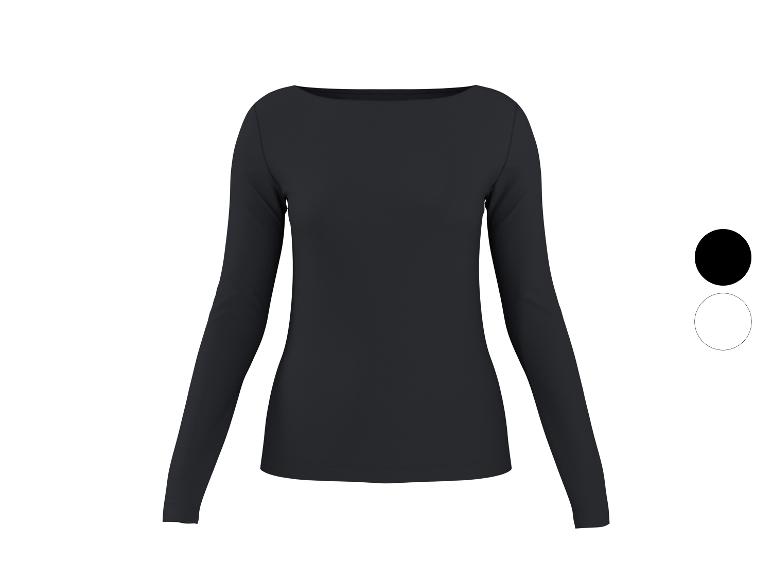 Zwart dames shirt met lange mouwen en boothals
