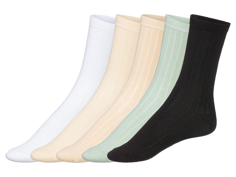 esmara 5 paar dames sokken (35-38, groen-wit-zwart)