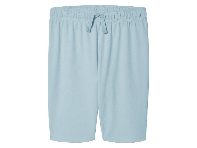 Lichtblauwe sport shorts met trekkoord.