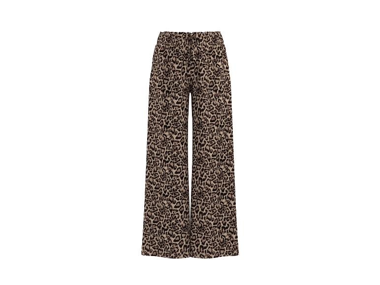Wijde broek met luipaardprint en trekkoord in de taille.