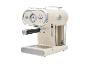 Beige espressomachine in retrostijl met chromen details.