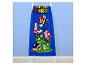 Blauwe handdoek met Super Mario-thema, met Mario, piranha planten en een Koopa Troopa.