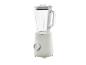 Witte blender met glazen kan en zilveren draaiknop