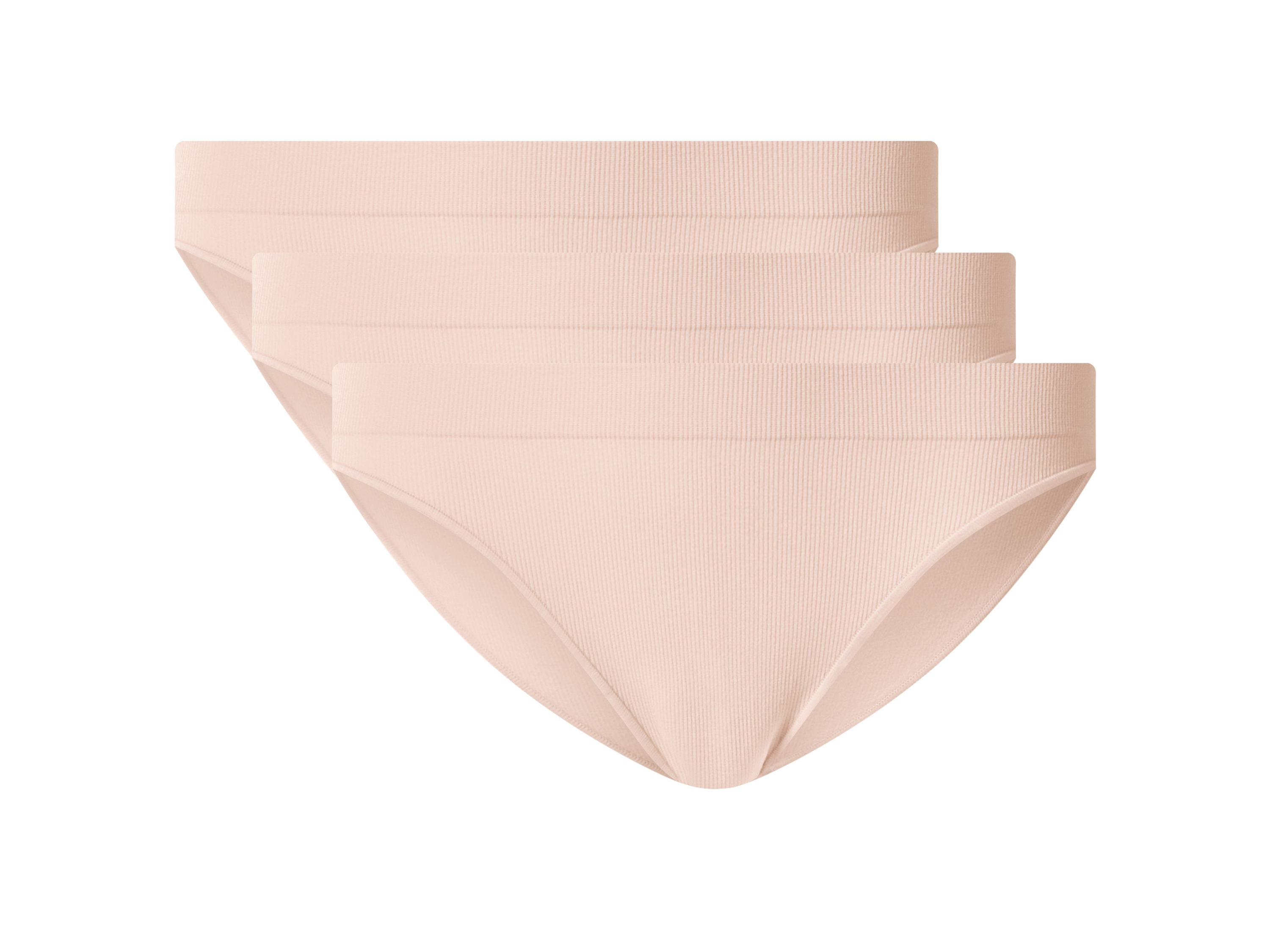 ESMARA Dames Geribbelde Slips, 3 Stuks (Lichtroze, L(44/46))