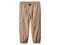 Beige cargobroek met elastische tailleband en elastische boorden.