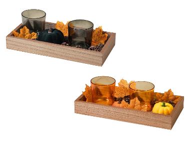 ® Herfstdecoratieset met dienblad en theelichthouders