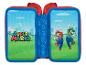 Super Mario dubbele etui met rits, blauw en rood.
