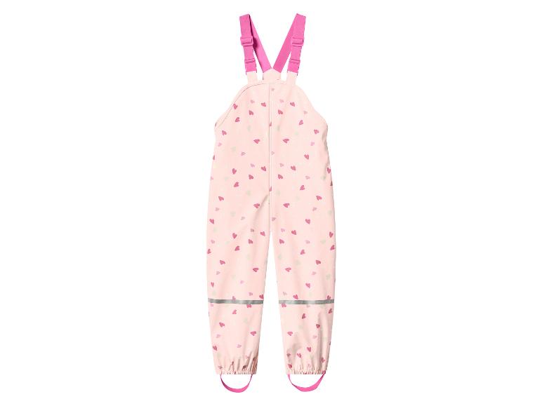 Roze kinderregenbroek met hartjespatroon en reflecterende details