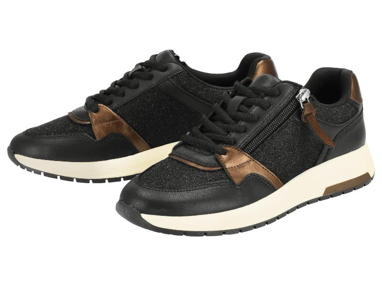 Zwarte en gouden damessneakers met rits